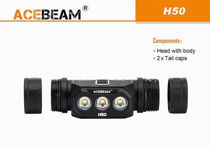   Acebeam H50, 3x Samsung LH351D, 2000 , 1x18650, USB