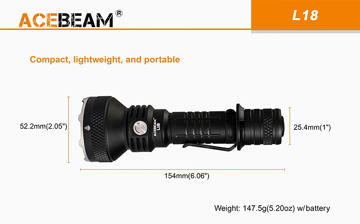  Acebeam L18-W, OSRAM White LED, 1500 , 1x21700,  ,  