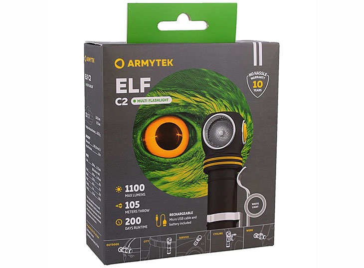  Armytek Elf v2 C2 Micro-USB+18650, Samsung LH351D, 1100 , 1x18650,  