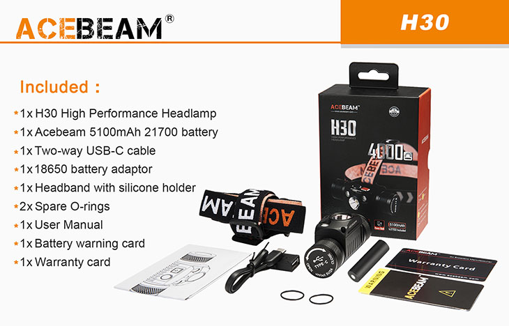   Acebeam H30, 4000 , 1x21700, USB