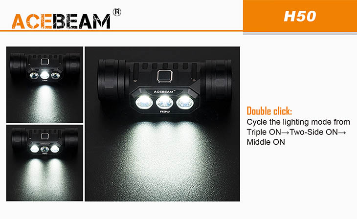   Acebeam H50, 3x Samsung LH351D, 2000 , 1x18650, USB