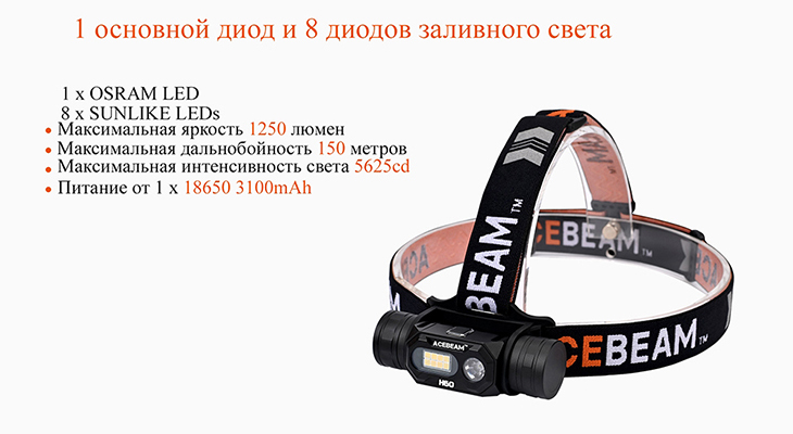   Acebeam H60, 570 , 1x18650, USB