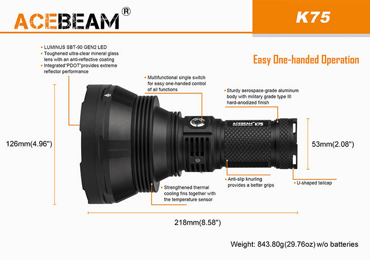     Acebeam K75, LUMINUS SBT-90 GEN2, 6300 