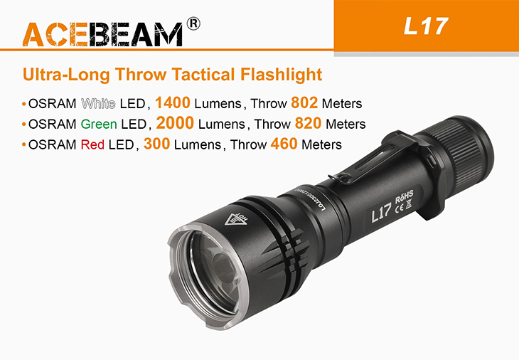  Acebeam L17-G, OSRAM Green LED, 2000 , 1x18650,  ,  