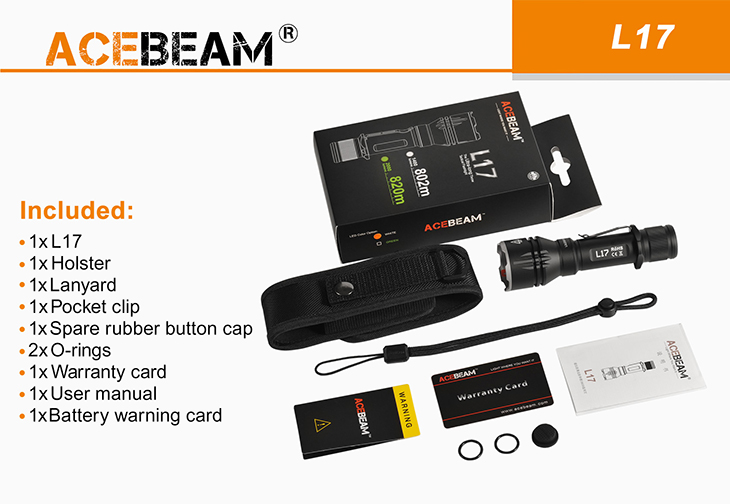  Acebeam L17-W, OSRAM White LED, 1400 , 1x18650,  ,  