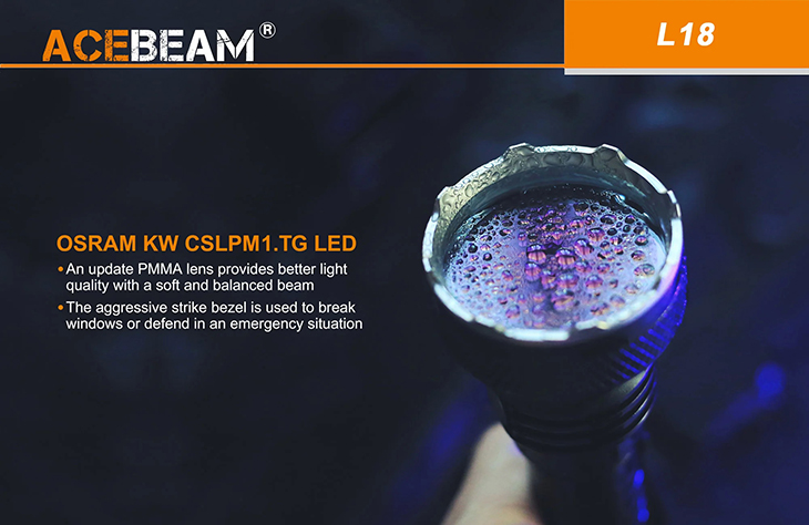  Acebeam L18-W, OSRAM White LED, 1500 , 1x21700,  ,  