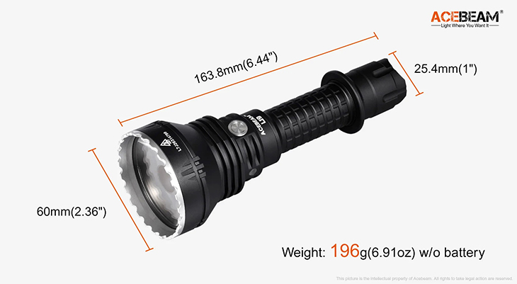  Acebeam L19-W, OSRAM White LED, 1650 , 1x21700,  ,  