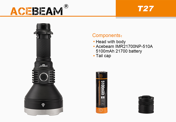  Acebeam T27, CREE XHP35, 2500 , 1x21700, USB