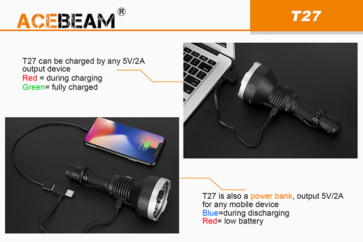  Acebeam T27, CREE XHP35, 2500 , 1x21700, USB