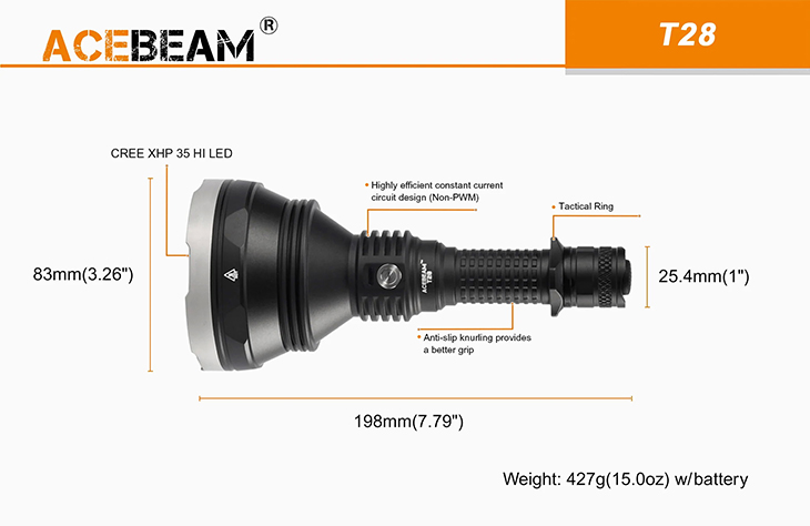  Acebeam T28, CREE XHP35, 2500 , 1x21700, USB