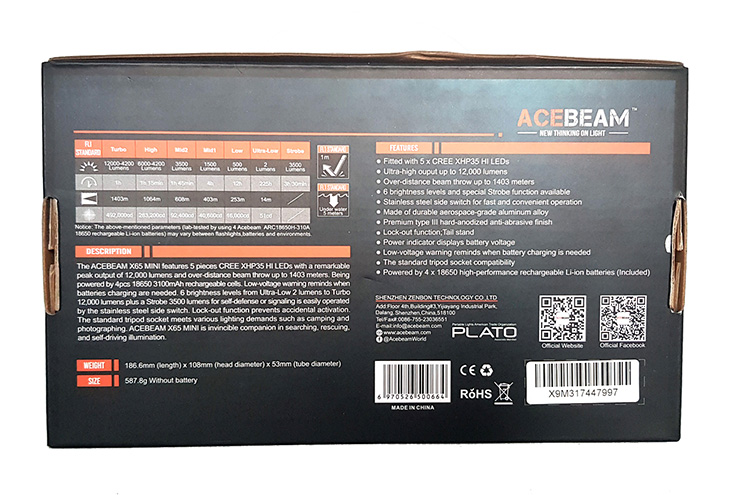   Acebeam X65 MINI, 12000 , 4x18650