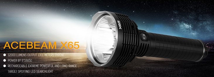  Acebeam X65, 5x CREE XHP35 HI, 12000 ,  8x18650,  