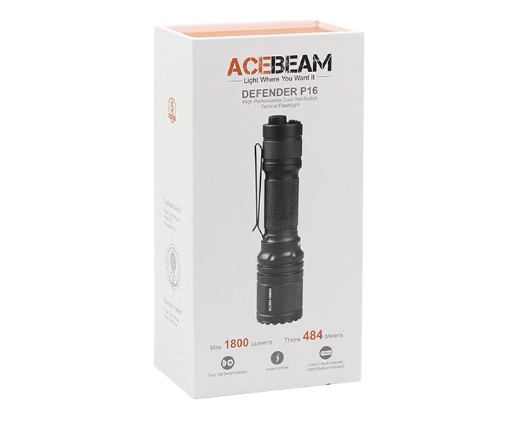  Acebeam DEFENDER P16, Luminus SFT40 HI, 1800 , 1x18650, 6500K