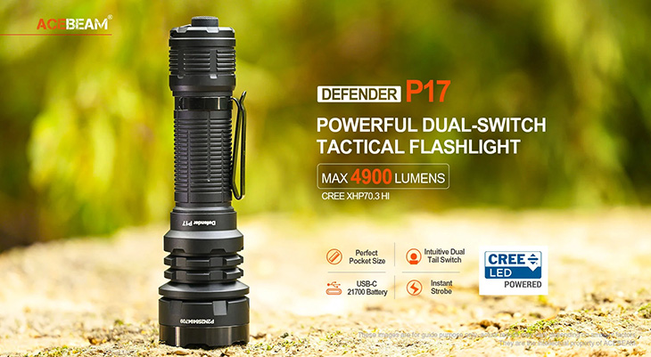  Acebeam DEFENDER P17, Cree XHP70.3, 4900 , 1x18650, 6500K, USB