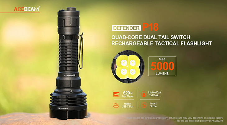  Acebeam DEFENDER P18, 4x Luminus SFT-40, 5000 , 1x18650, 6500K, USB