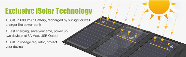 Солнечная панель Allpowers 15Вт AP-SP-014-BLA с аккумулятором 6000 мАч