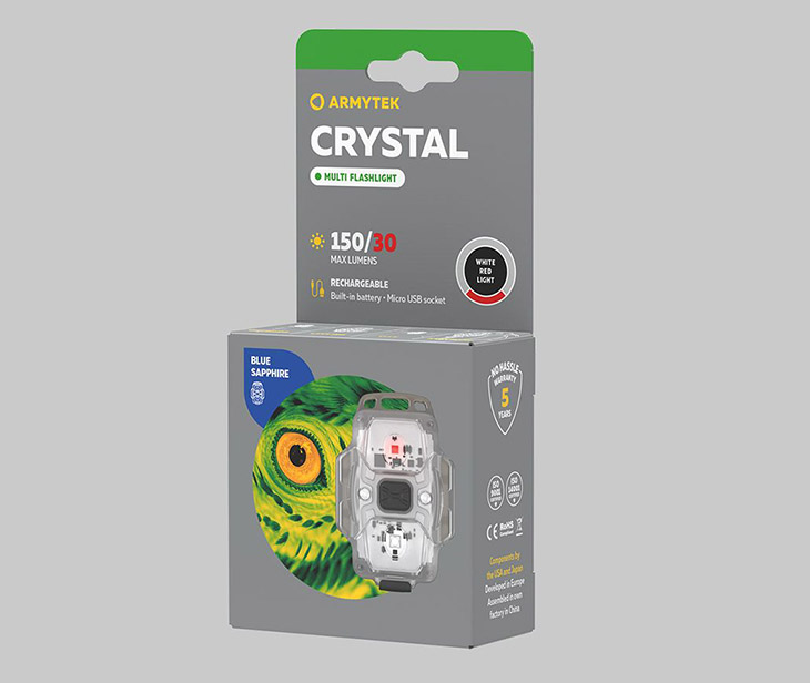 Фонарь Armytek Crystal WR, 150 лм+30 лм RED, Li-pol 600мАч, USB