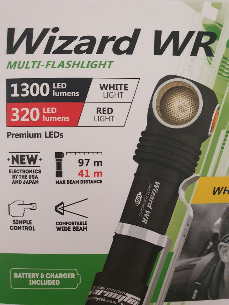 Аккумуляторный налобный мультифонарь Armytek Wizard WR Magnet USB+18650