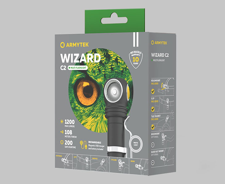  Armytek Wizard v4 C2 Magnet USB+18650, Samsung LH351D, 1200 , 1x18650,  