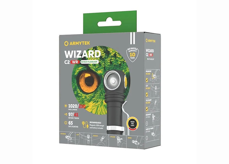  Armytek Wizard 2 WR Magnet USB+18650, 1100  + RED 230 , 2XD16+2xXQE, 1x18650,  