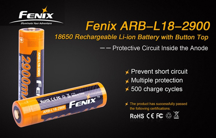  Li-ion 18650 Fenix ARB-L18-2900, 2900 