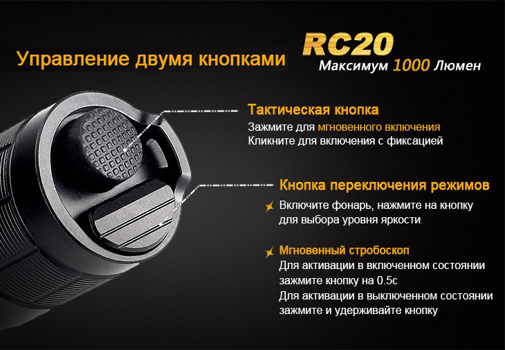    Fenix RC20, 1000 , 18650, USB