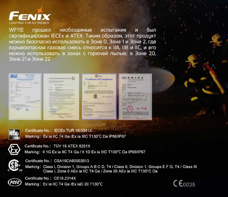 Фонарь взрывозащищенный Fenix WF11E, 200 лм, 3xAA