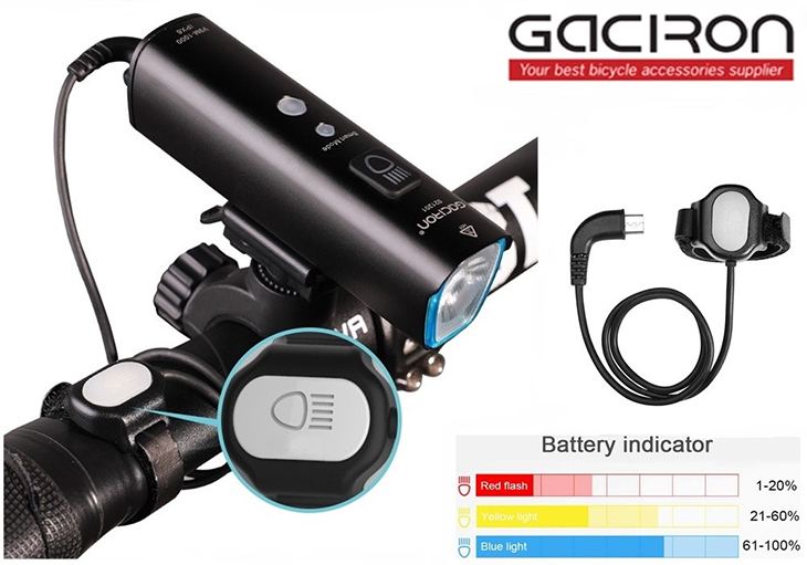 Фонарь велосипедный Gaciron V9M-1500, 1500 лм, CREE LED, 4800 мАч, USB, Smart Mode