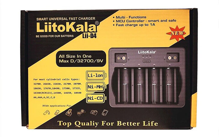    LiitoKala Lii-D4  4  Li-ion/LiFePO4/Ni-MH, 2x NiMH, LCD