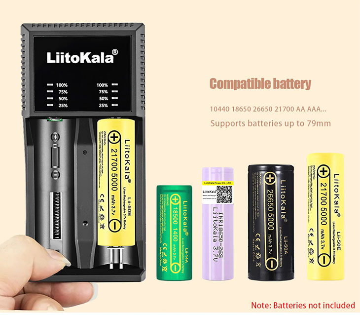 Универсальное зарядное устройство LiitoKala Lii-PL2 на 2 аккумулятора Li-ion/Ni-MH, LCD