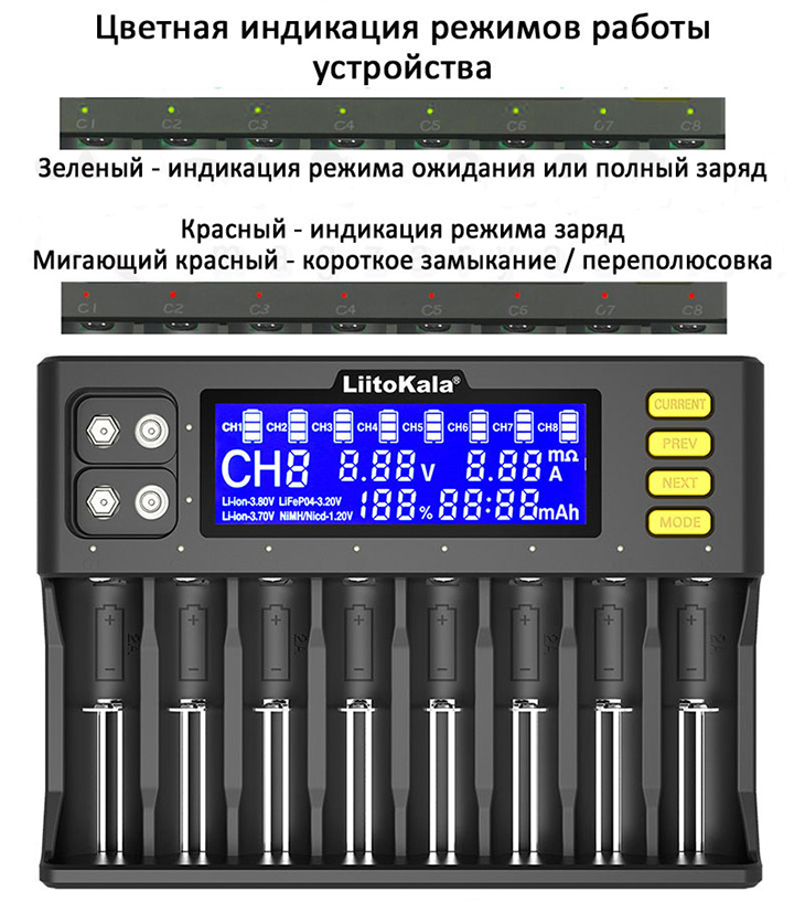 Универсальное зарядное устройство LiitoKala Lii-S8
