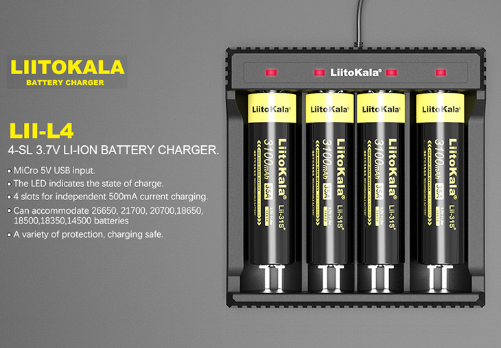Универсальное зарядное устройство LiitoKala Lii-L4, USB