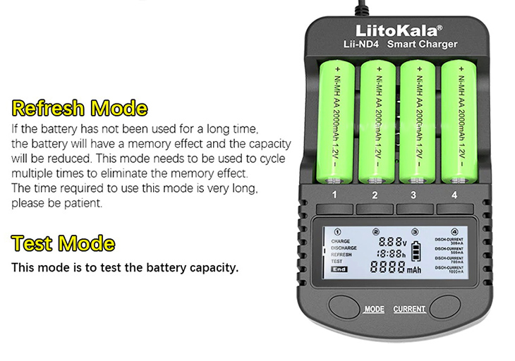Универсальное зарядное устройство LiitoKala Lii-ND4 с дисплеем