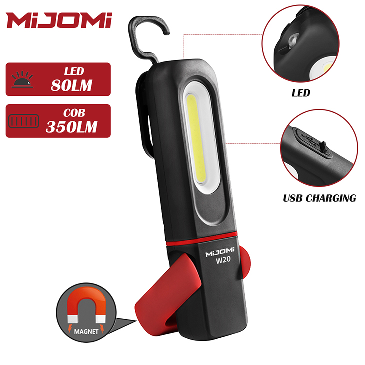   Mijomi W20, COB+LED, 350+80  (5W), Li-ion 1500, USB MicroUSB