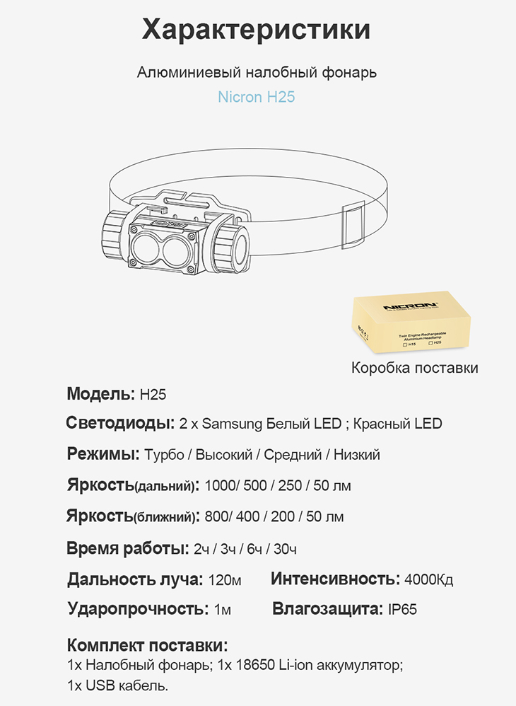   Nicron H25, 1500  (10W), 18650, USB Type-C