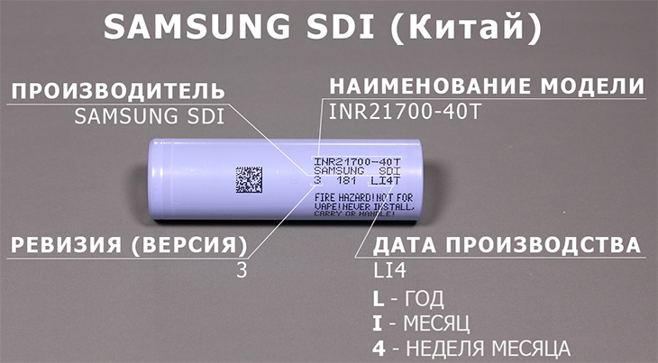 Маркировка и дата производства аккумуляторов Samsung