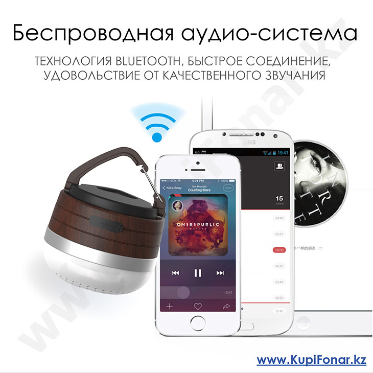 Фонарь с Bluetooth аудиосистемой Sunree CC Music