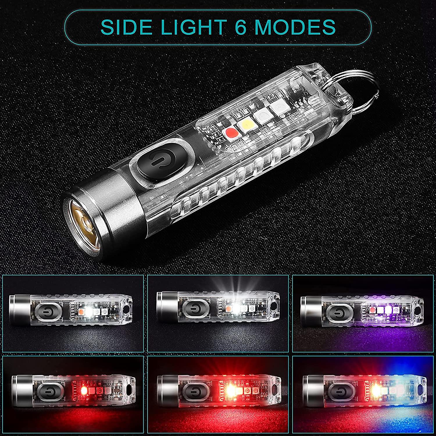 Фонарь светодиодный Vezerlezer S11-T, Luminus SST20 + Samsung 351B, 400 лм+Red+UV+Blue, 300 мАч, USB Type-C, прозрачный