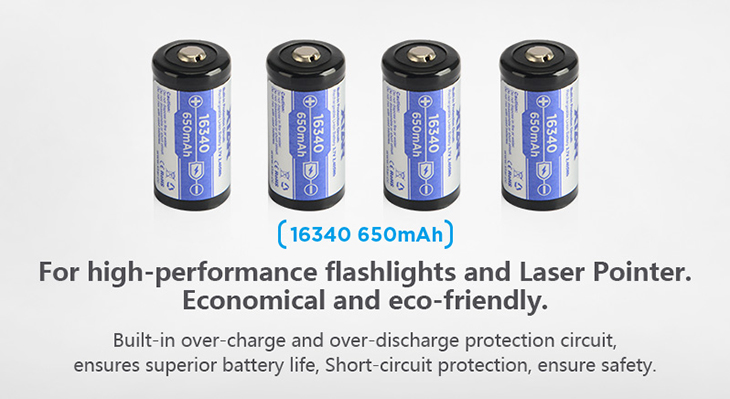  16340 Xtar 650 mah, 3,7V, Li-ion