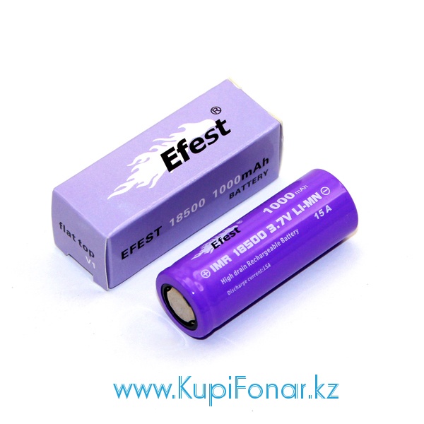  18500 Efest IMR 1000 mah, 3,7V, Li-Mn, 15A.  