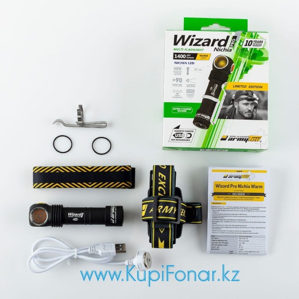 Фонарь Armytek Wizard Pro Nichia Magnet USB+18650 (Limited Edition), 1400 лм, NICHIA LED, CRI>90, 1x18650, теплый белый