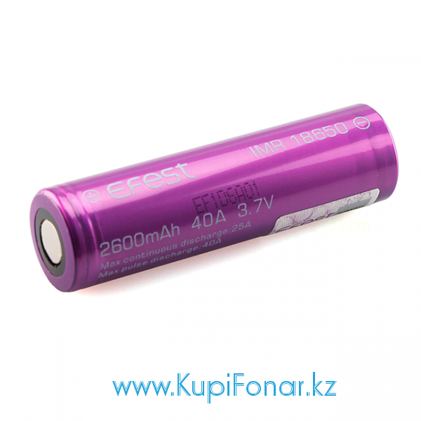  18650 Efest 2600 mah, 3,7V, Li-Mn, 40A