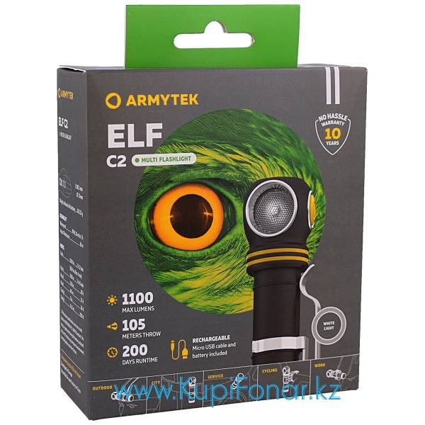 Фонарь Armytek Elf v2 C2 Micro-USB+18650, Samsung LH351D, 1100 лм, 1x18650, нейтральный белый