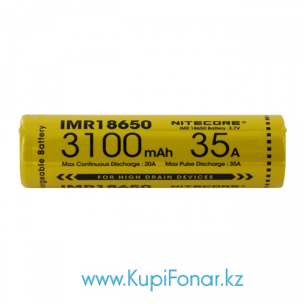 Аккумулятор IMR18650 Nitecore 3100 мАч, 20/35A, 3,7V, Li-Mn
