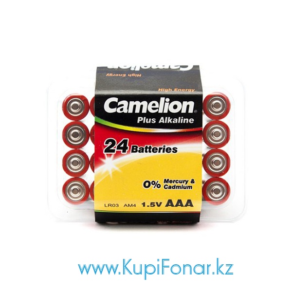 Элемент питания щелочной Camelion Plus Alkaline AAA 1.5В, 24шт в упаковке (LR03-PB24)