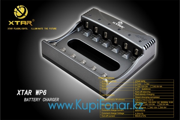 Универсальное зарядное устройство XTAR WP6 II
