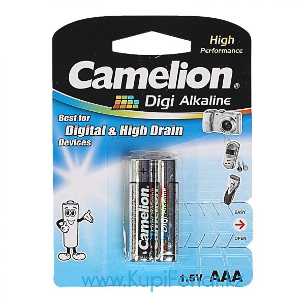 Элемент питания щелочной Camelion Digi Alkaline AAA 1.5В, 2шт в блистере (LR03-BP2DG)
