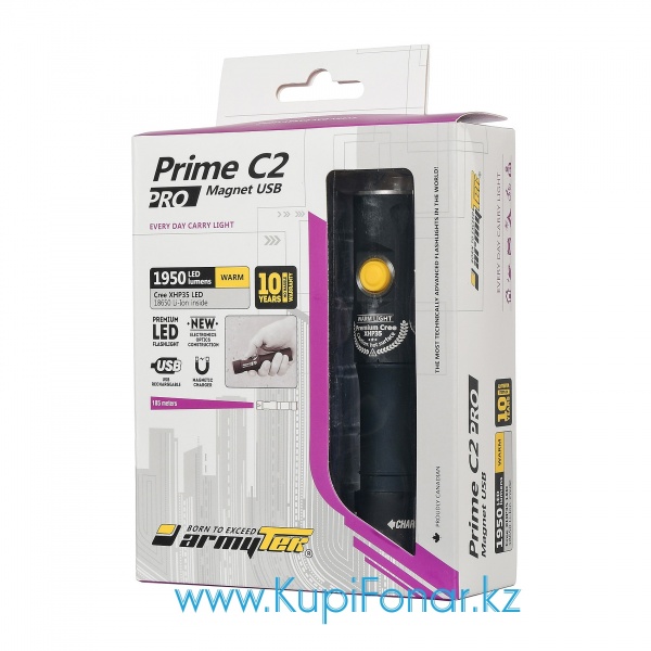 Фонарь Armytek Prime C2 Pro Magnet USB+18650, XHP35, 1950 лм, 1x18650, теплый белый