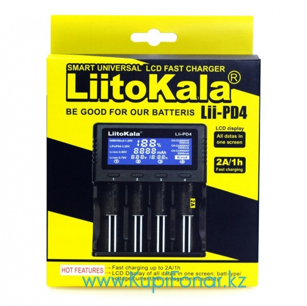 Универсальное зарядное устройство LiitoKala Lii-PD4 на 4 аккумулятора Li-ion/LiFePO4/Ni-MH, LCD