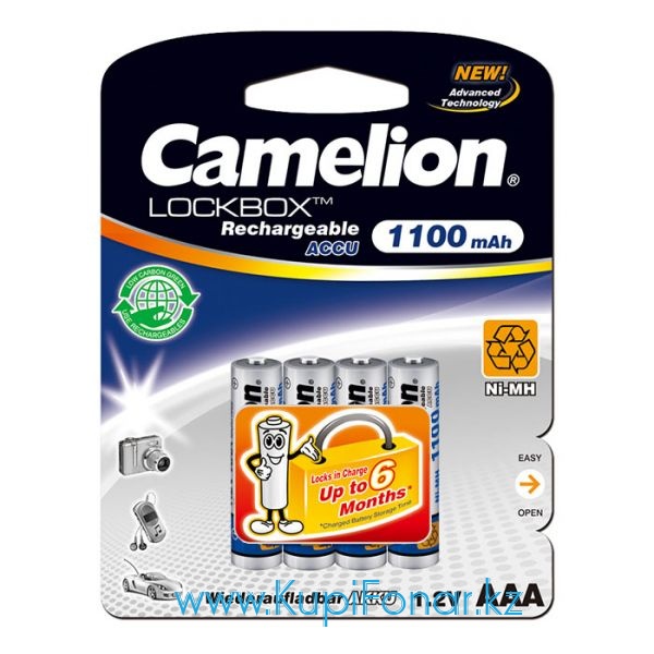 Аккумулятор NiMH Camelion Lockbox ААА/HR03 1100мАч, 4шт в блистере (NH-AAA1100LBP4)